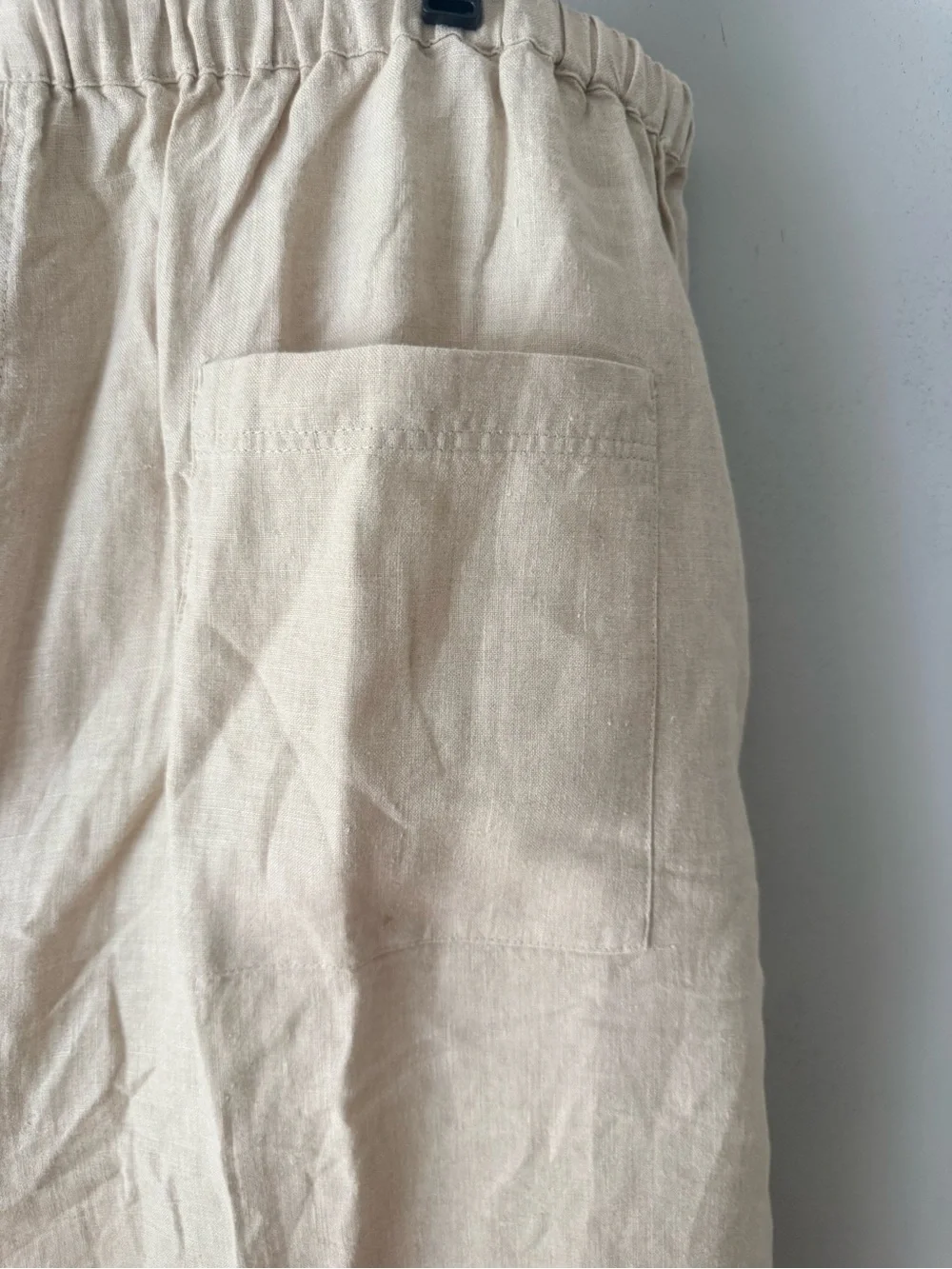 Women’s Casual Drawstring wide leg linen Pants - Cream
